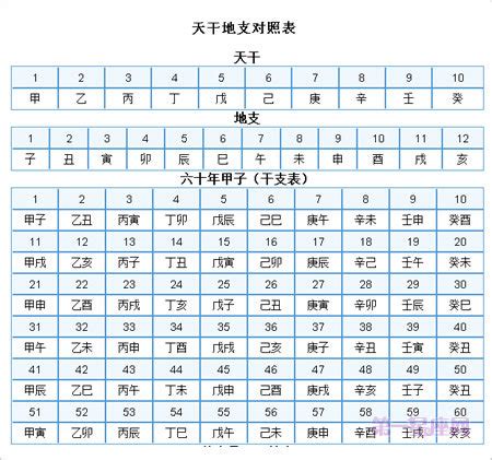 2007天干地支|天干地支对照表